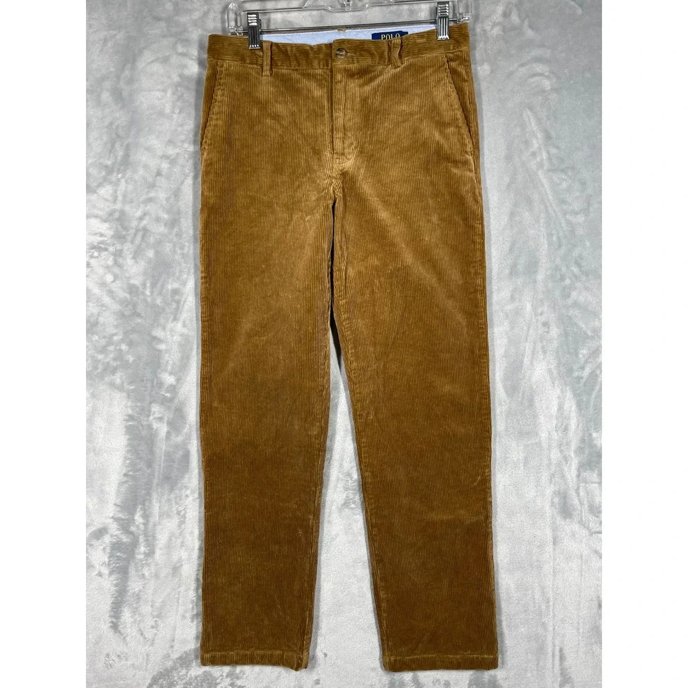 Polo Ralph Lauren Kids Tan Brown Corduroy Straight Leg Pants Size 18 Pony Logo